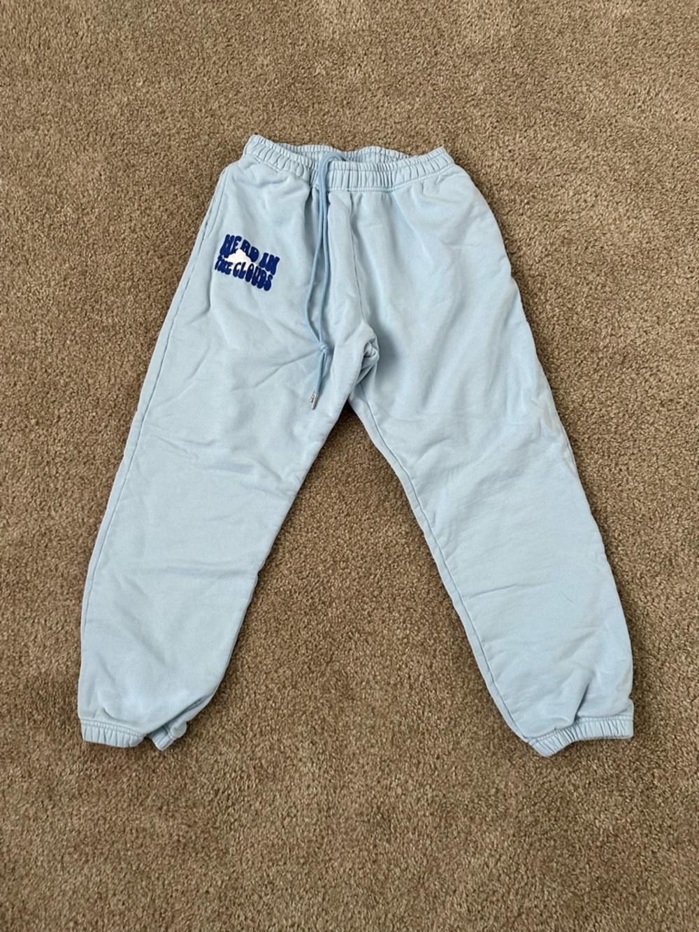 Women’s Light Blue Fleece Joggers with Elastic Waist